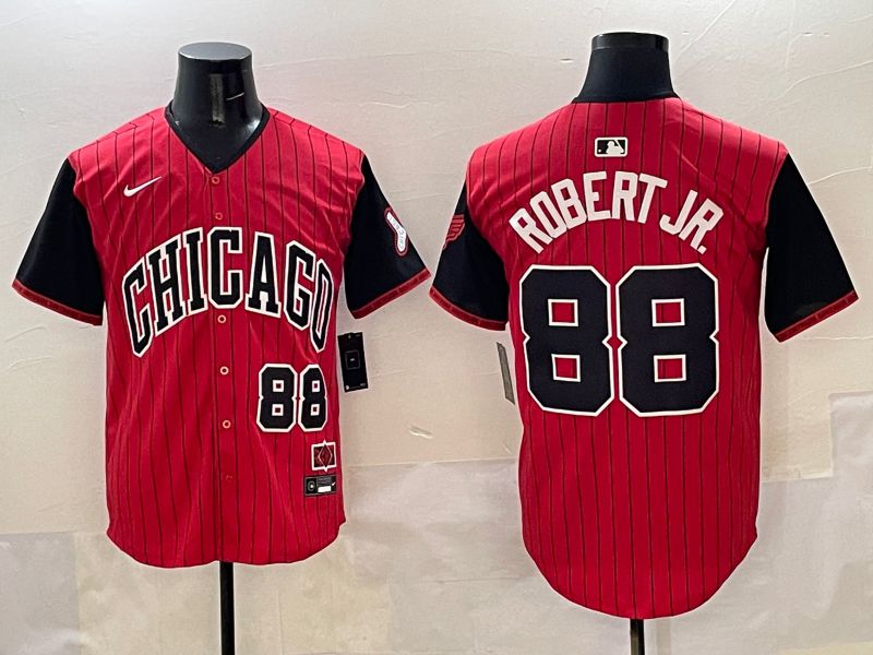 Men Chicago White Sox #88 Robert jr Red Stripe Joint Name 2025 Nike MLB Jersey style 1